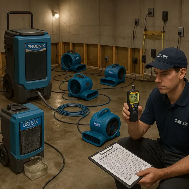 Structural Drying and Dehumidification process in Northcrest, TX